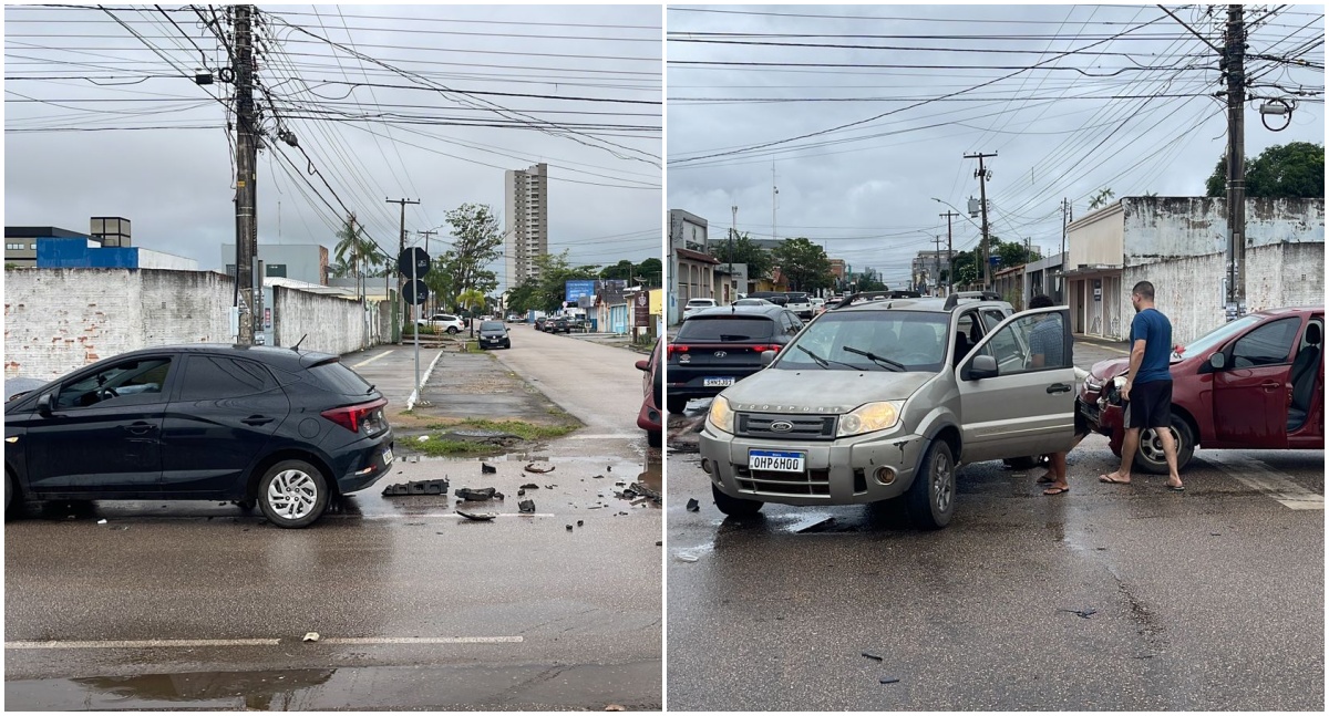 Colisão entre três veículos é registrada no Centro de Porto Velho