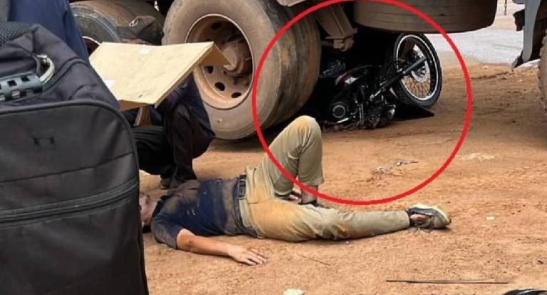 Motociclista de 22 anos sobrevive após parar embaixo de carreta em Vilhena