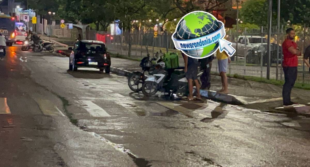 Piloto inabilitado fica ferido em acidente em frente ao Porto Velho Shopping