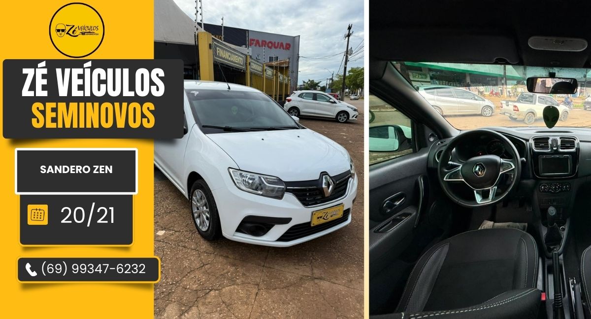 Sandero Zen 2021 Com Espaço e Economia na Zé Veículos