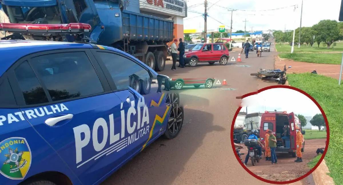 Acidente entre carro e moto deixa dois feridos em Rolim de Moura