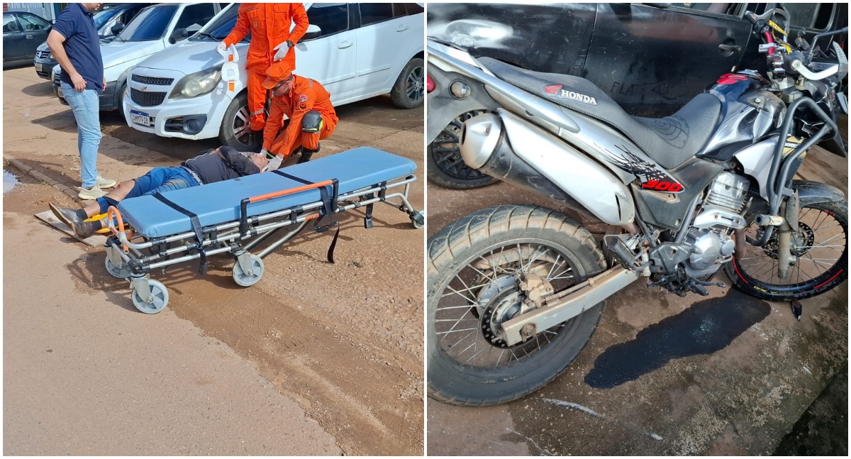 Acidente envolvendo XRE 300 deixa motociclista ferido no bairro Três Marias