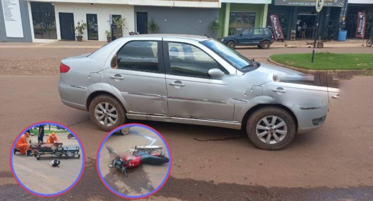 Colisão entre carro e moto deixa motociclista ferido em Rondônia