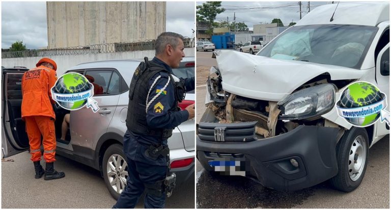 Colisão entre carros: dois ficam feridos no Centro