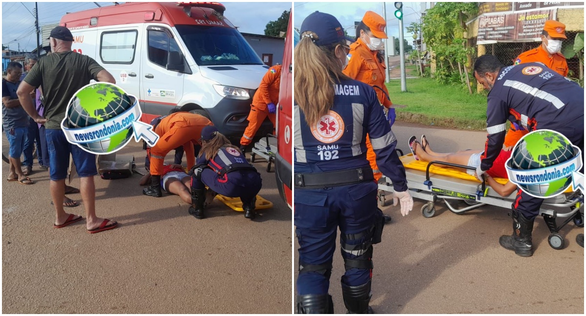 Colisão entre moto e bicicleta deixa mulher ferida na zona leste de Porto Velho