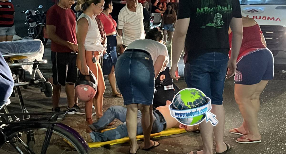 Motociclista fica em estado grave após carro invadir cruzamento e causar acidente na zona leste
