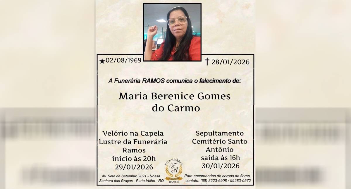Nota de pesar: Falecimento de Maria Berenice Gomes do Carmo