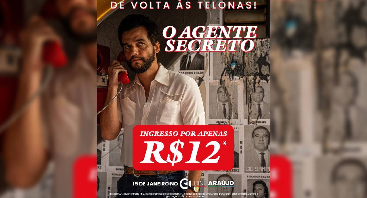 “O Agente Secreto” retorna ao Cine Araújo com sessões diárias em Porto Velho