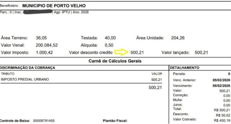 Pagamento com 10% de desconto no IPTU termina em 5 de fevereiro