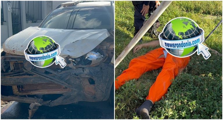 Piloto de moto é lançado em quintal após colisão com carro da prefeitura em Porto Velho