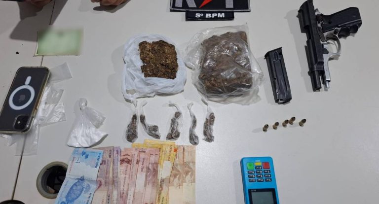 Polícia Militar apreende arma e drogas no bairro Nova Floresta