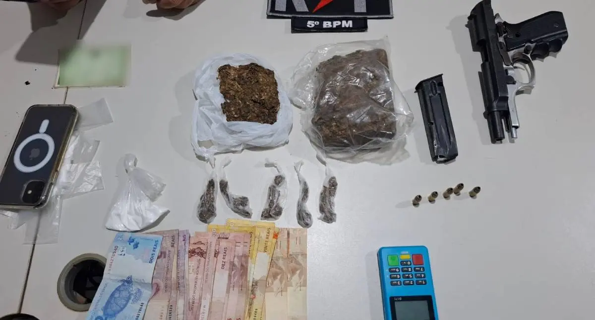 Polícia Militar apreende arma e drogas no bairro Nova Floresta