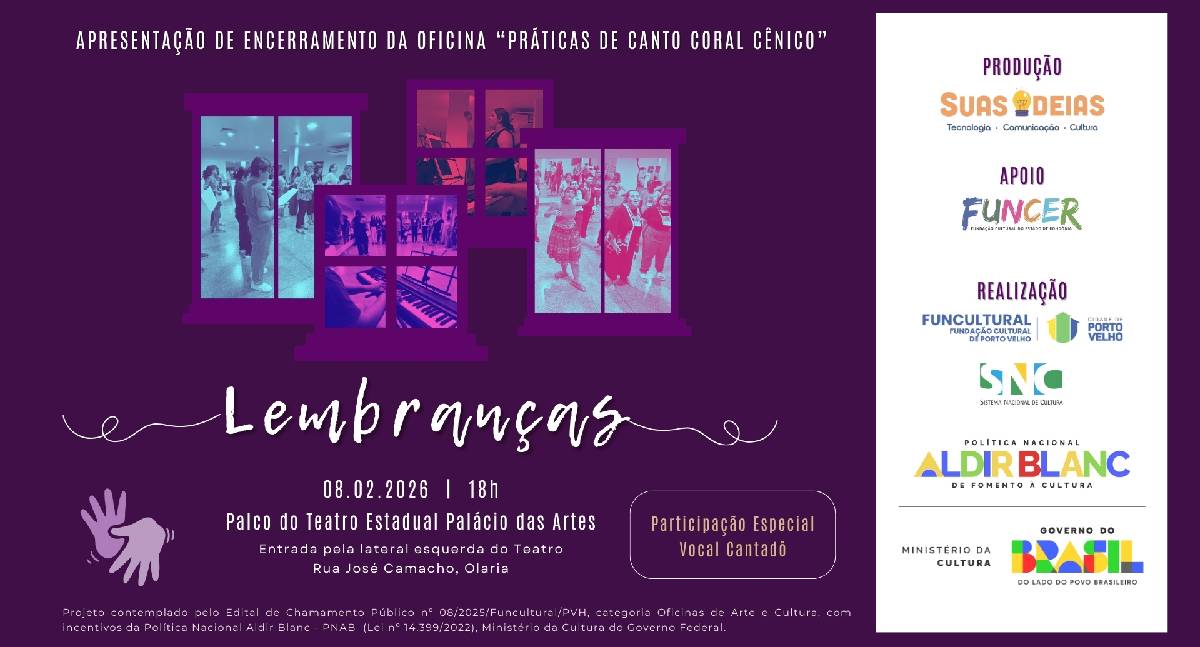 Espetáculo Lembranças: teatro gratuito em Porto Velho