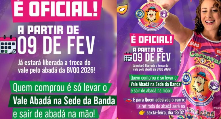 Entrega dos abadás da Banda do Vai Quem Quer começa na próxima segunda-feira em Porto Velho