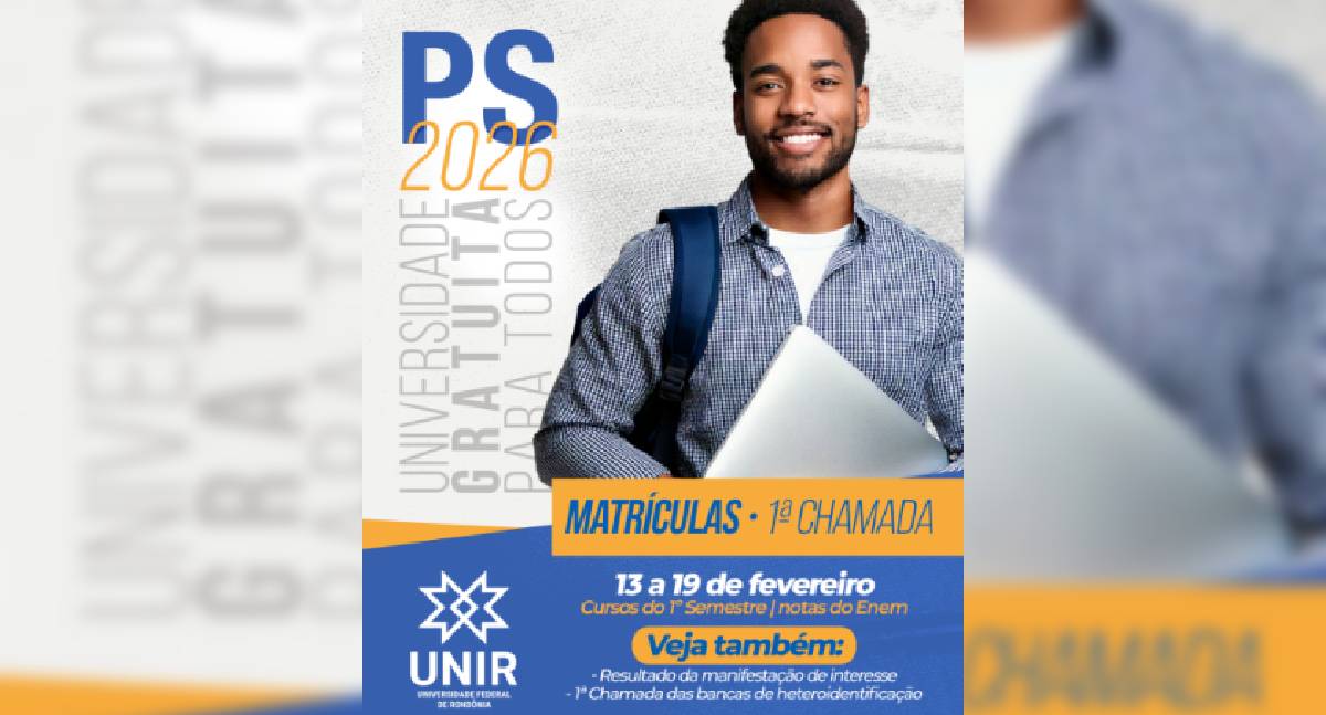 PS UNIR 2026 divulga aprovados e abre 1ª matrícula