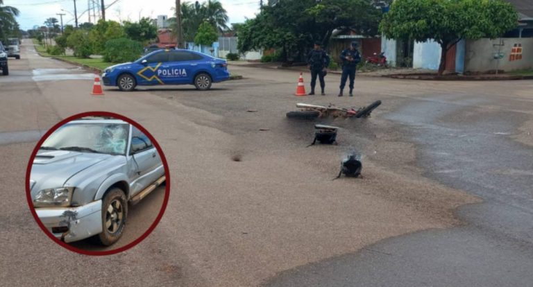 Colisão entre moto e caminhonete deixa motociclista ferido em RO