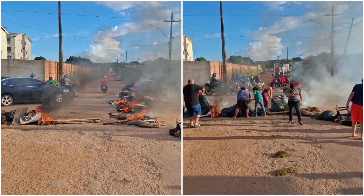 Moradores fazem protesto com fogo na Zona Leste de Porto Velho por falta de água