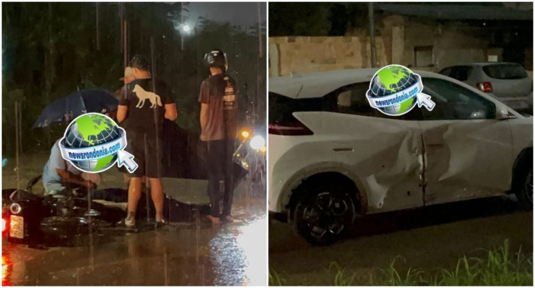 Motociclista quebra perna em acidente com carro elétrico na zona leste de Porto Velho