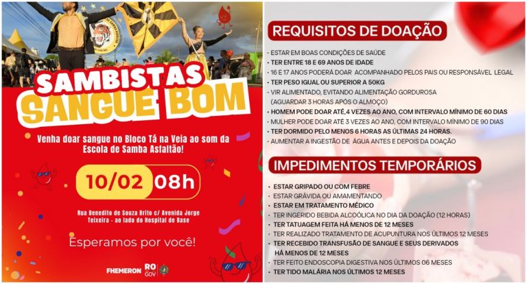 Sambistas promovem doação de sangue com a Fhemeron
