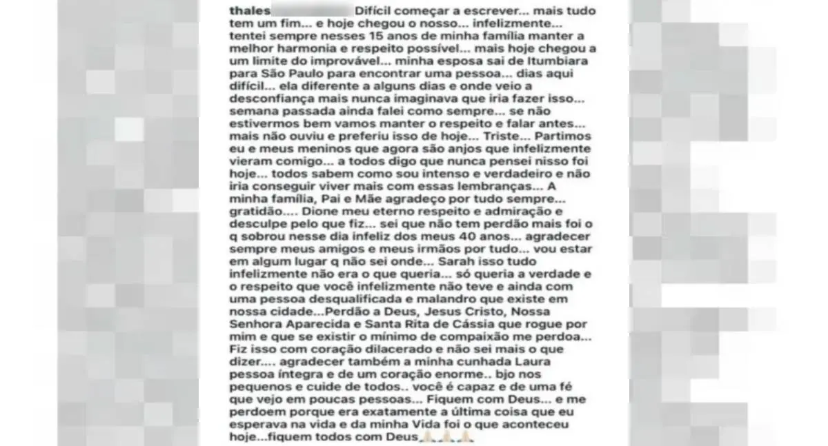 Em publicação, secretário revela motivo de atirar em filhos e se matar, em GO