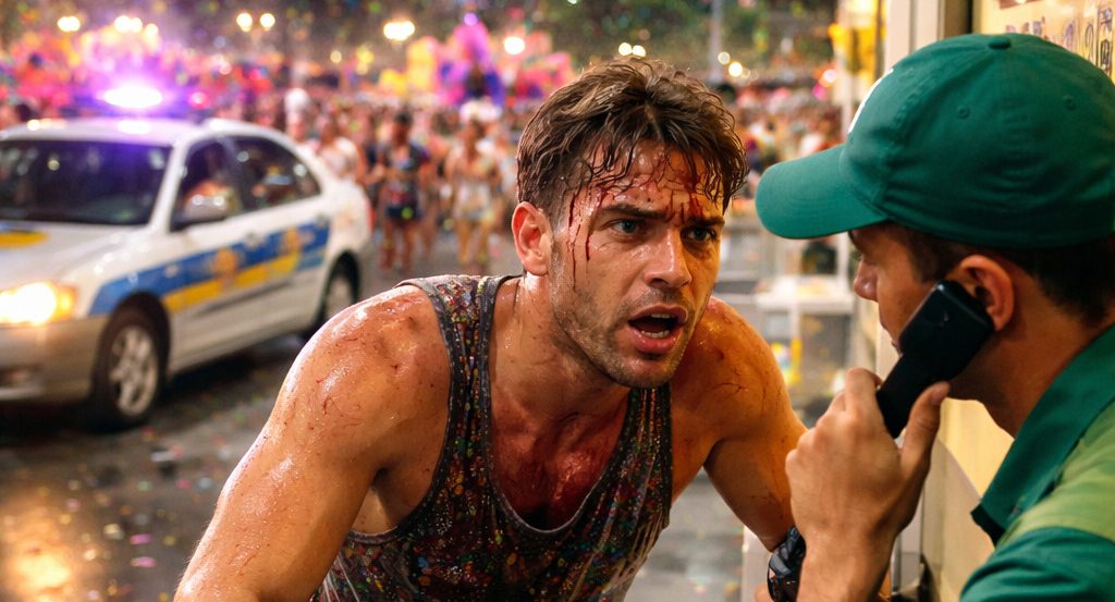 Homem pede socorro em posto de combustíveis após ser agredido durante o carnaval