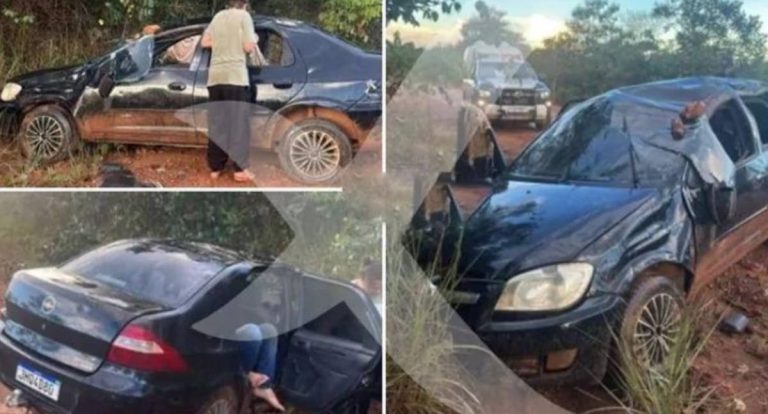 Ladrão capota carro furtado na BR-174 durante fuga entre Vilhena e Juína