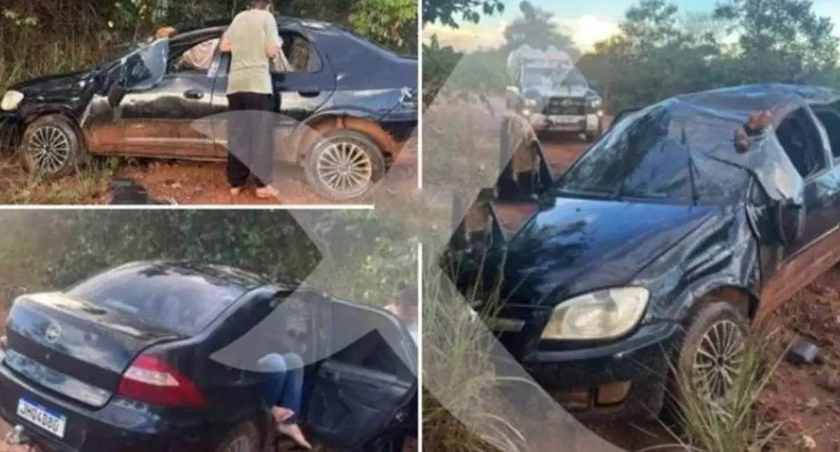 Ladrão capota carro furtado na BR-174 durante fuga entre Vilhena e Juína