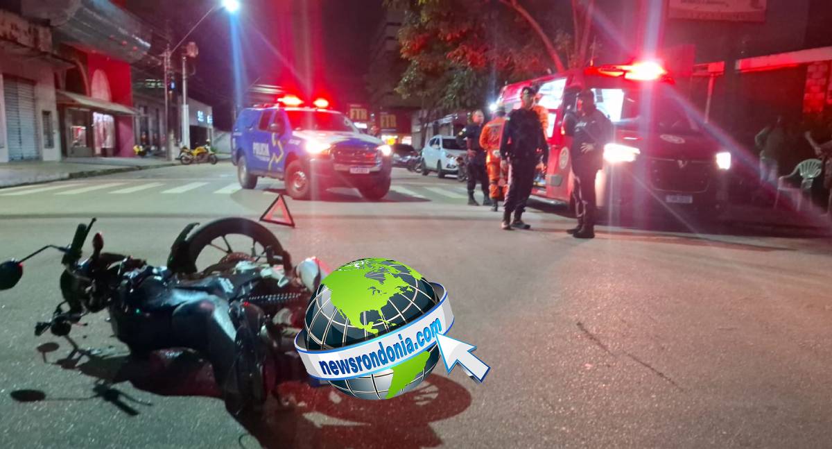 Motociclista fica ferido após acidente entre moto e carro em Porto Velho