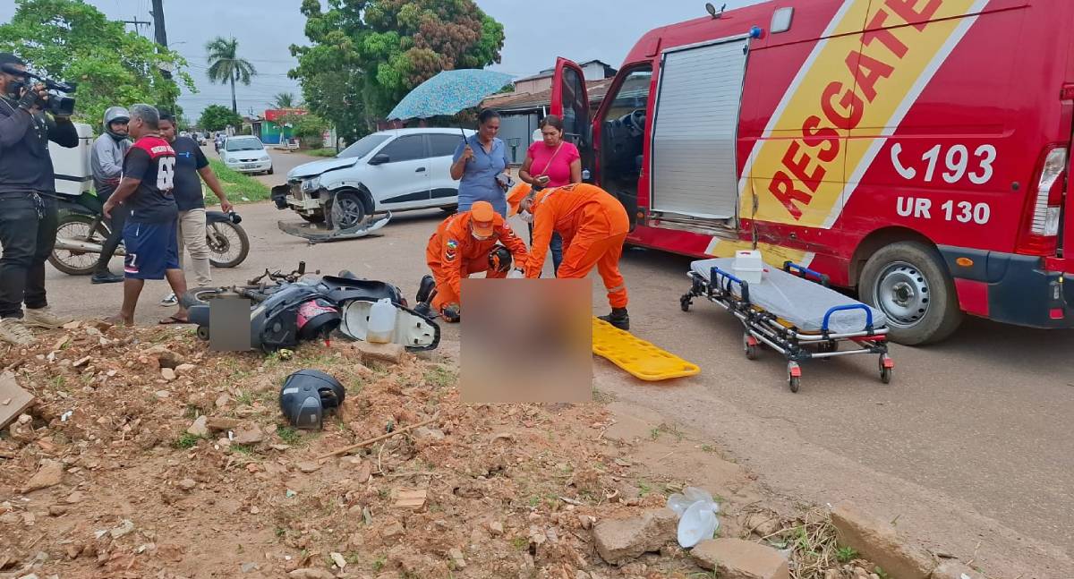 Motociclista fica ferido em colisão no bairro Caladinho