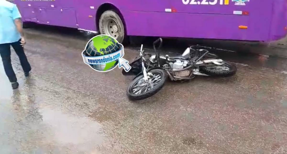 Motociclista sobrevive após colisão com ônibus em Porto Velho