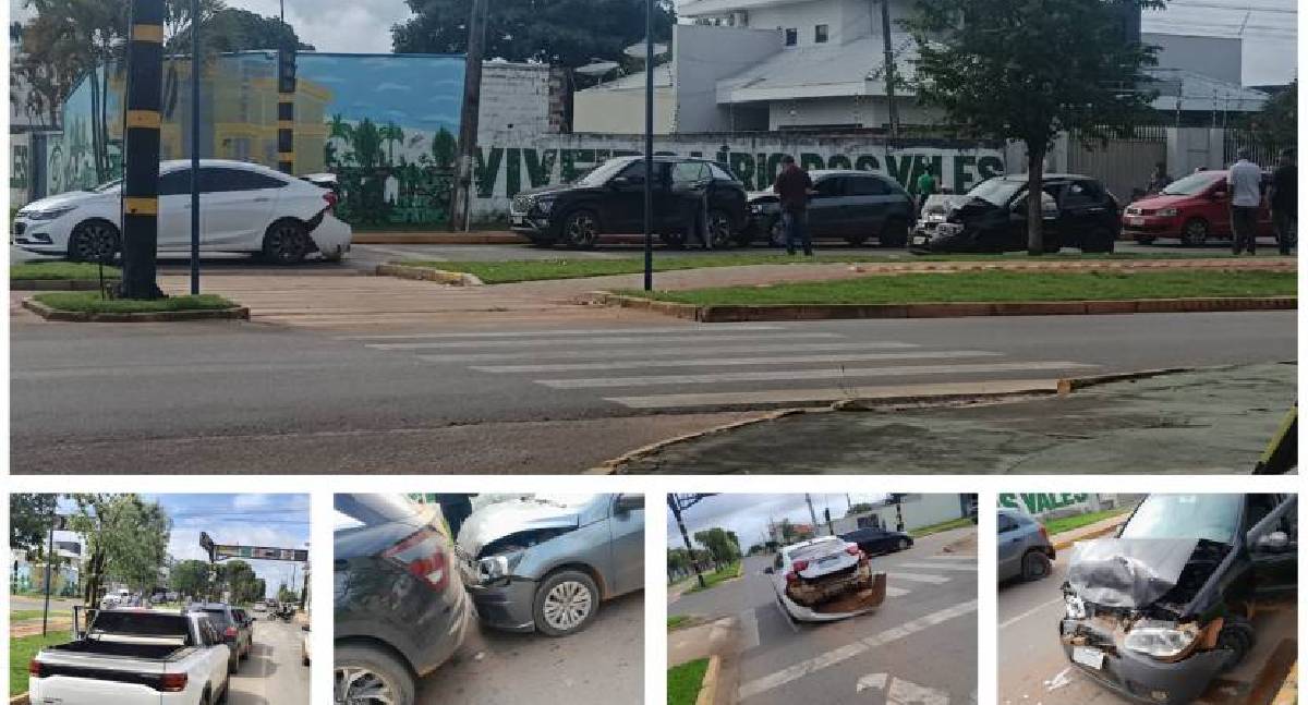 Engavetamentos quase simultâneos envolvem sete veículos em Vilhena