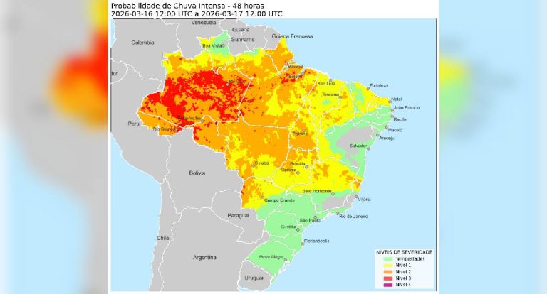 Chuvas intensas avançam por Rondônia nesta segunda-feira