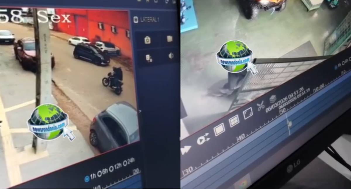 Câmera de segurança registra assalto em comércio no centro de Porto Velho