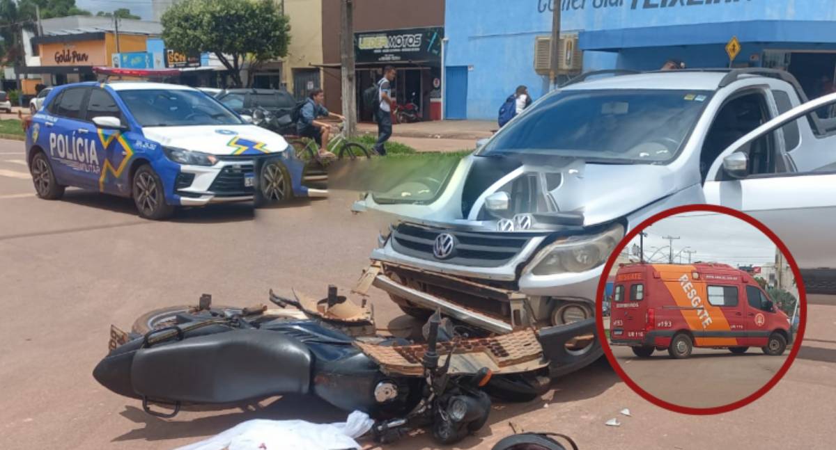 Colisão entre carro e moto no bairro Planalto deixa motociclista e criança feridos