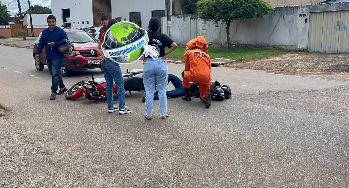 Motorista de aplicativo desvia de buraco e derruba motociclista na Zona Leste de Porto Velho