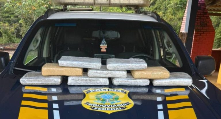 PRF em Rondônia apreende quase 10 kg de maconha em táxi na BR-364