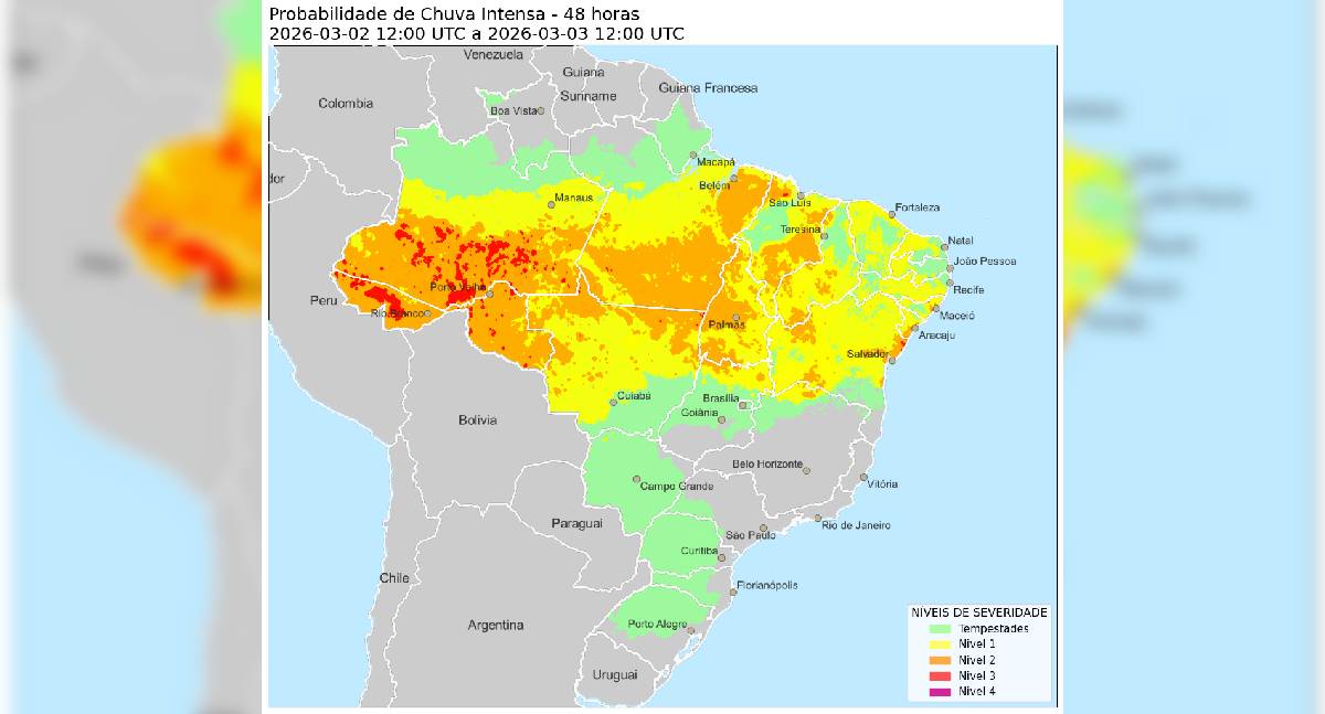 Alerta mantido: previsão reforça risco de tempestades intensas em Rondônia
