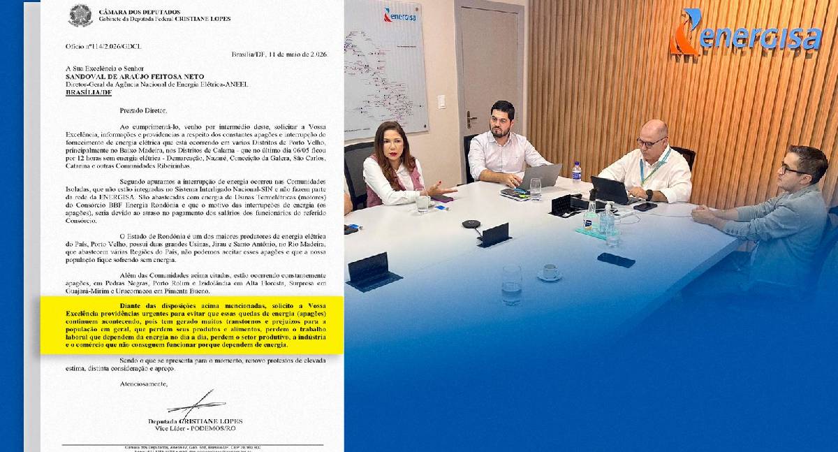 Cristiane Lopes cobra solução para apagões em Rondônia