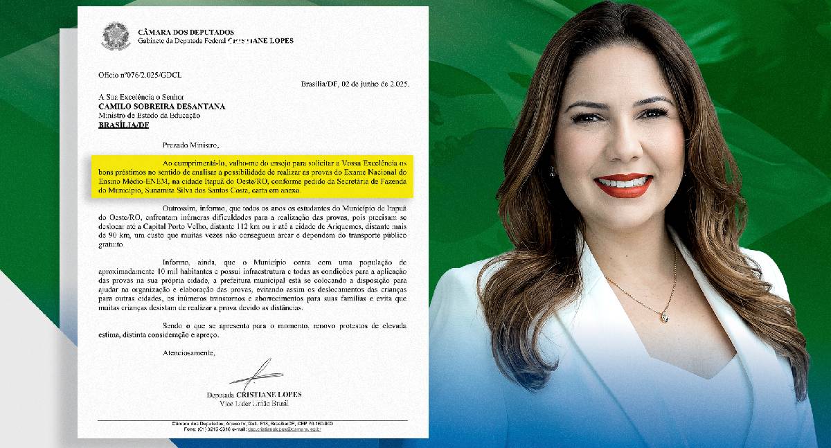 Após pedido de Cristiane Lopes, Itapuã do Oeste terá ENEM em 2026