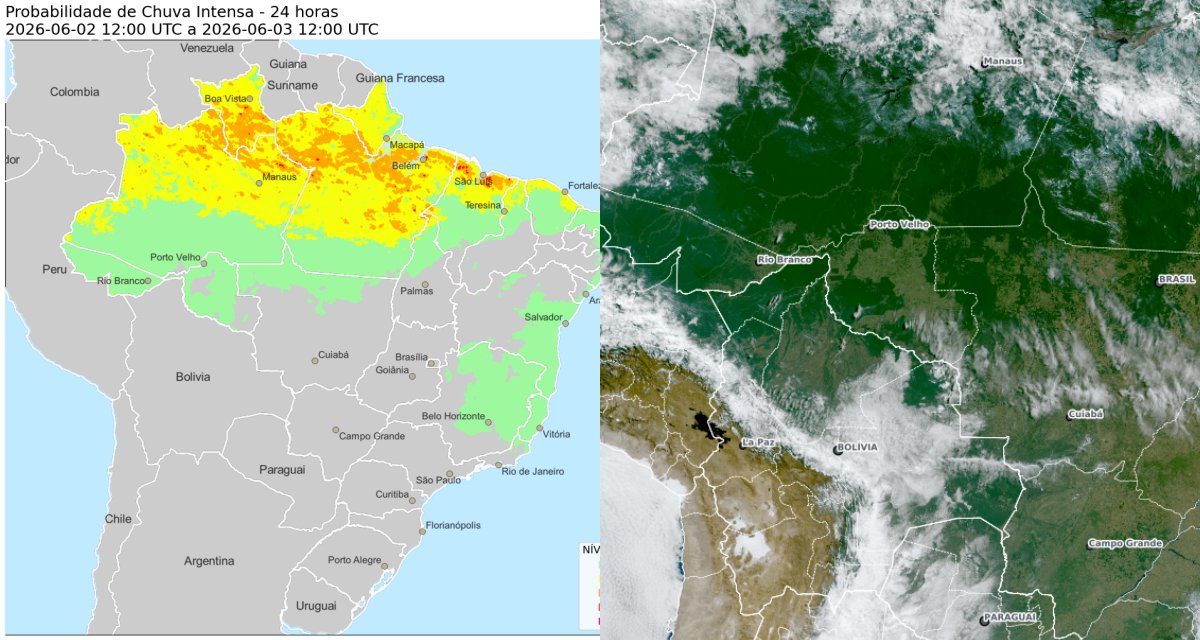 Rondônia fica fora das áreas de maior risco de temporais nas próximas 24 horas
