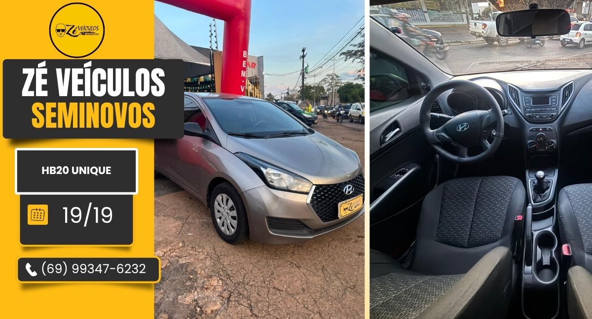 Hyundai HB20 Unique 2019 Econômico e Excelente Custo-Benefício na Zé Veículos