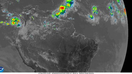 GOES-19 mostra tempo relativamente estável em Rondônia, mas mantém áreas de nebulosidade no norte