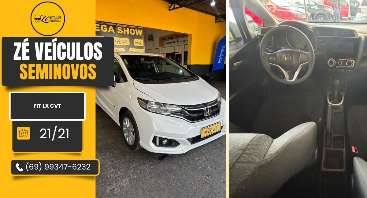 Honda Fit LX CVT 2021 Automático e Confortável na Zé Veículos