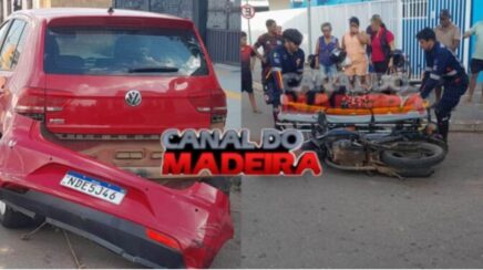 Acidente de trânsito entre carro e moto deixa duas mulheres feridas no bairro Cohab na zona Sul