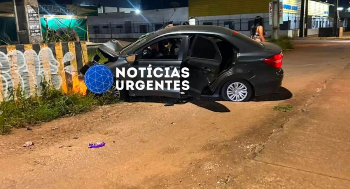 Acidente na Rua da Beira deixa três pessoas feridas após colisão contra barreira de concreto em Porto Velho