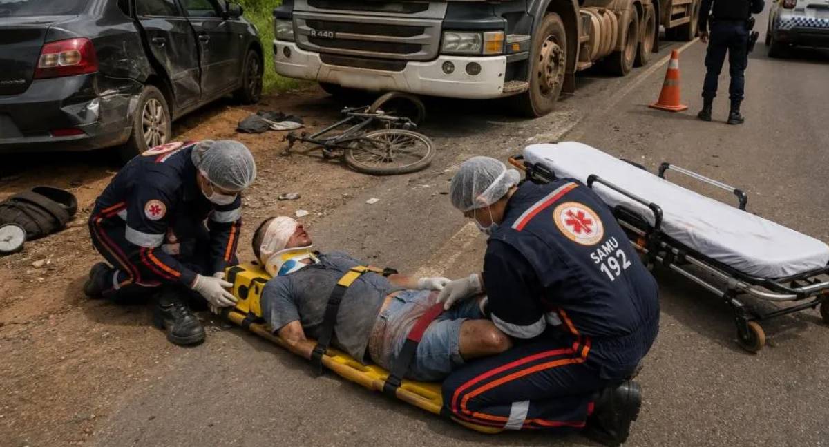 Apenado do semiaberto sofre ferimentos graves após ser atropelado por carreta na Estrada da Penal