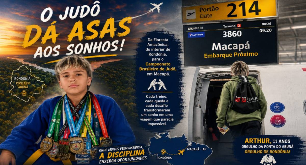 Arthur Kaxarari representa Rondônia no Brasileiro de Judô e leva cultura indígena ao tatame
