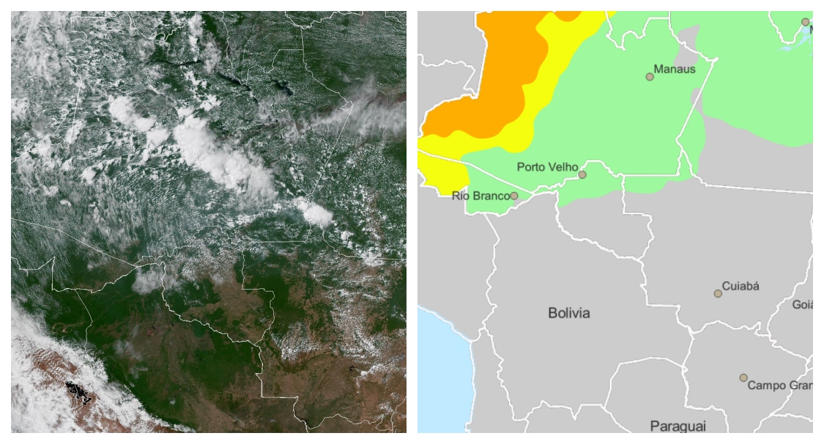 Rondônia tem previsão de pancadas de chuva e maior atenção para o oeste e noroeste
