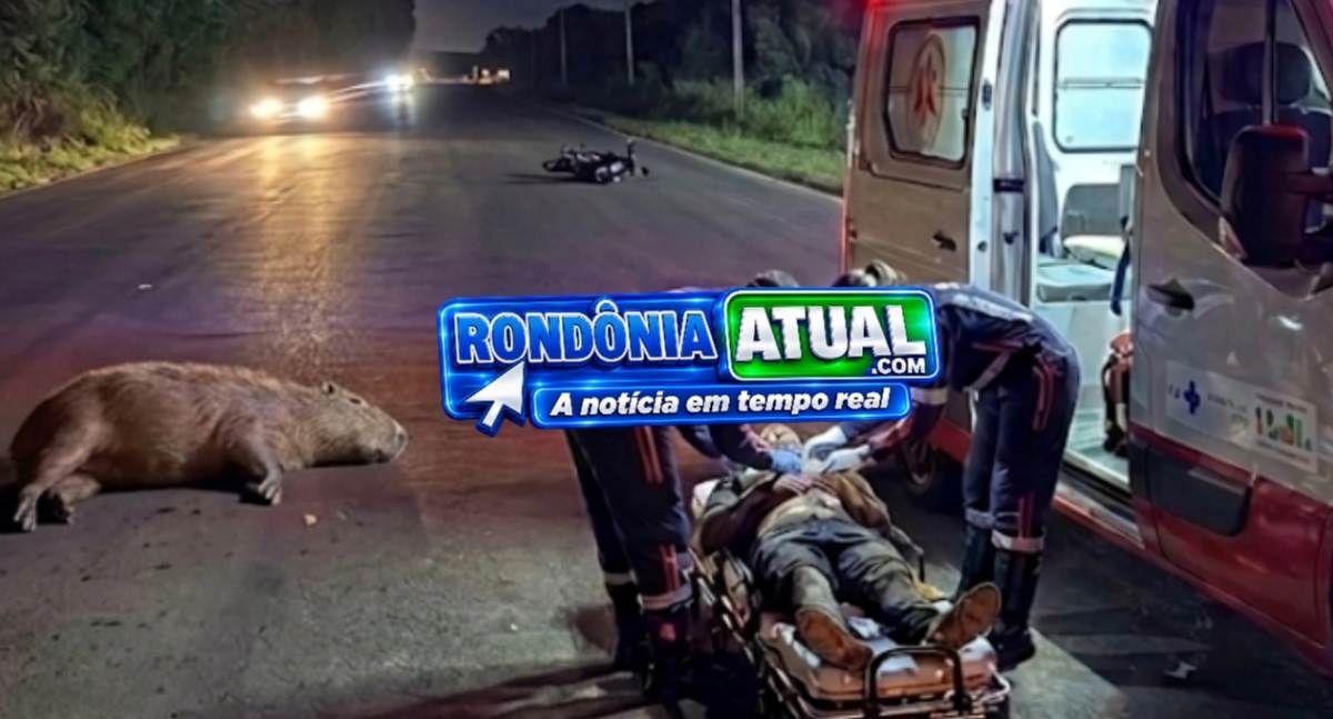 Motociclista fica ferido após colidir com capivara na rodovia RO-135 em RO