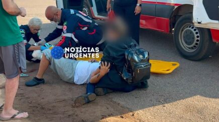 Motociclista sofre fratura exposta em acidente no cruzamento da Avenida Calama em Porto Velho
